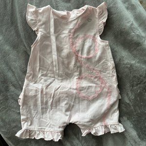 EUC Minibasix Pale Pink Onesie with Ruffles and Lace Decoration Sz 3 mos